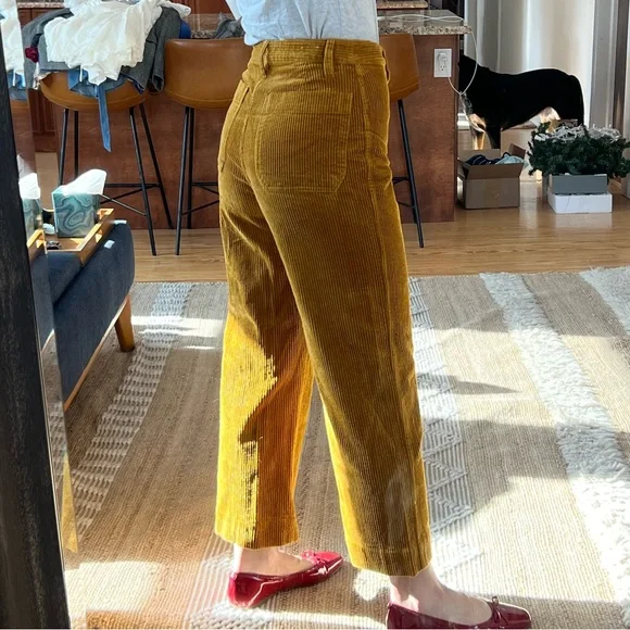 Slim Wide Leg Crop Corduroy Pants - Picture 2 of 5